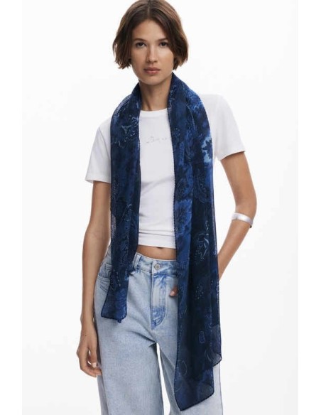 Pañuelo Desigual rectangular plisado Paisley