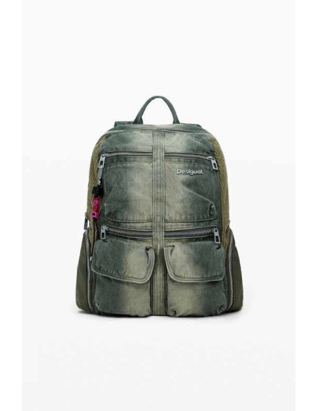 Mochila Desigual denim combinada Kaki