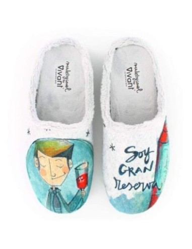 Zapatilla de Casa Vivant "Soy un Gran Reserva" Gris