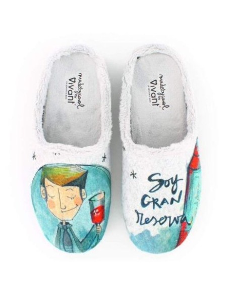 Zapatilla de Casa Vivant "Soy un Gran Reserva" Gris