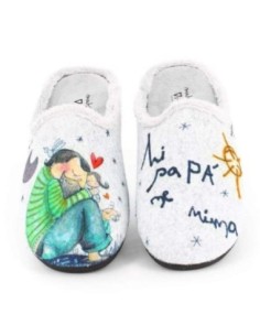 Zapatilla de casa Vivant "Mi Papa me Mima" Gris