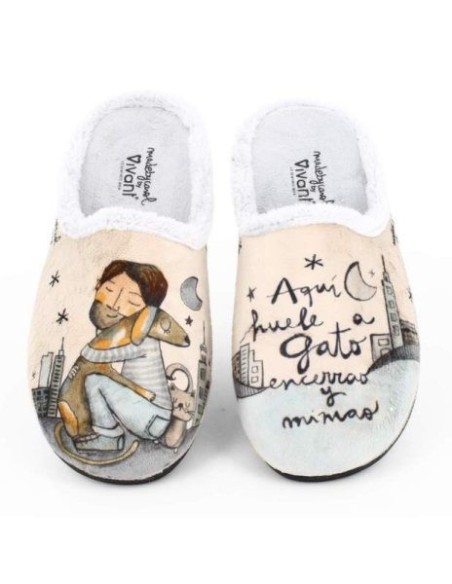 Zapatilla de casa Vivant "Aqui Huele a Gato Encerrao y Mimao"