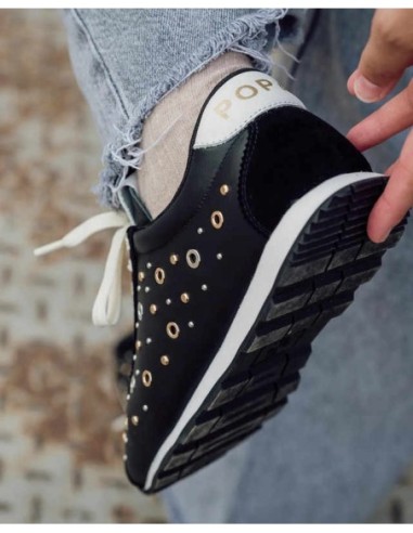 Zapatilla Inara Tachuelas Negro Popa