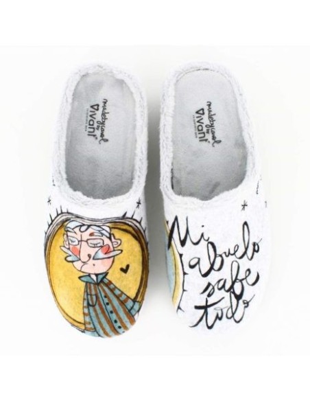 Zapatillas de casa Vivant "Mi Abuelo Sabe Todo" Gris