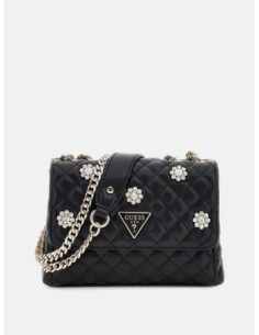 Bandolera Everlee con flores y aplicaciones Guess Negro