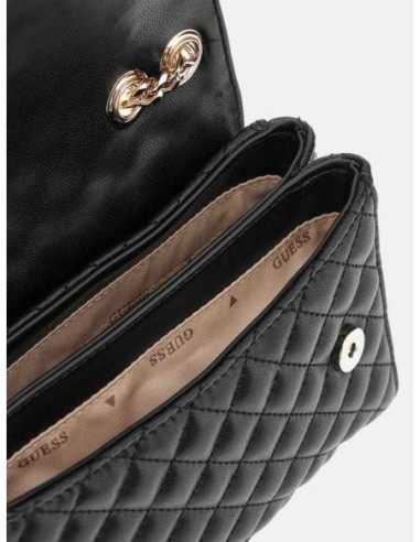 Bandolera Everlee con flores y aplicaciones Guess Negro