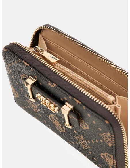 Cartera Mediana Silia con logotipo 4G peony Marrón Oscuro Guess