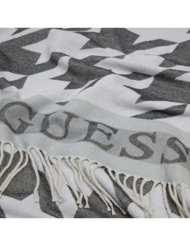 Bufanda de hombre scarf jacquard blanco y negro Guess