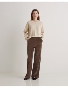Pantalón Yerse pana mezcla algodón taupe