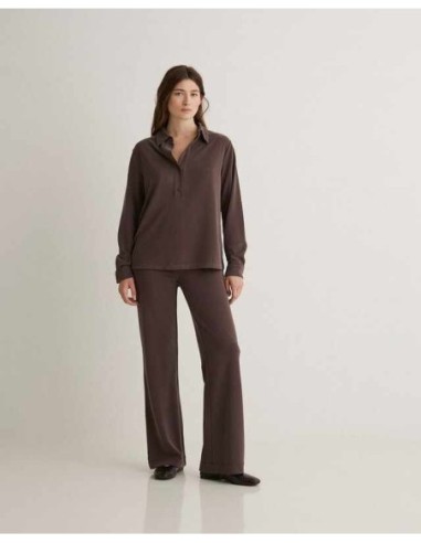 Pantalón Yerse ancho fluido marrón