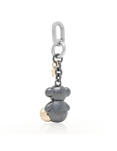 Llavero metal plateado y negro Bold Bear Tous