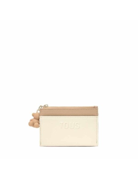 Monedero tarjetero beige y arena Audree Saffiano TOUS