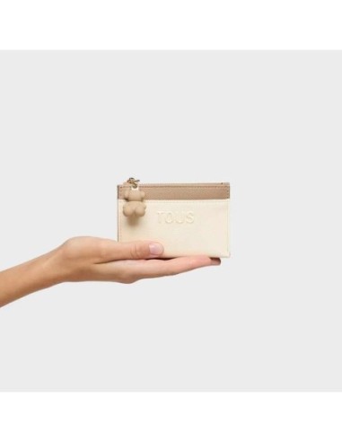 Monedero tarjetero beige y arena Audree Saffiano TOUS