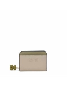 Cartera mediana topo verde TOUS Doble Audree Saffiano