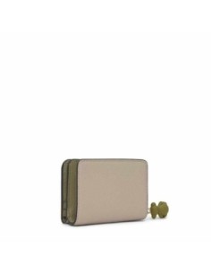 Cartera mediana topo verde TOUS Doble Audree Saffiano 2