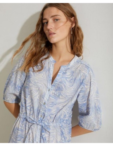 Vestido Yerse Algodon Organico Estampado Azul