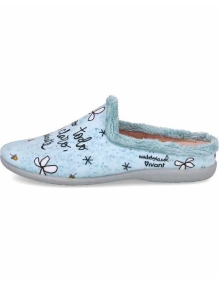 ZAPATILLAS DE CASA VIVANT "HOY VEO TODO MÁS CLARO CLARINETE" CELESTE