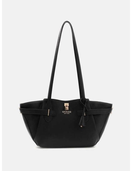 Bolso de hombro Guess Saffiano Yesba Negro