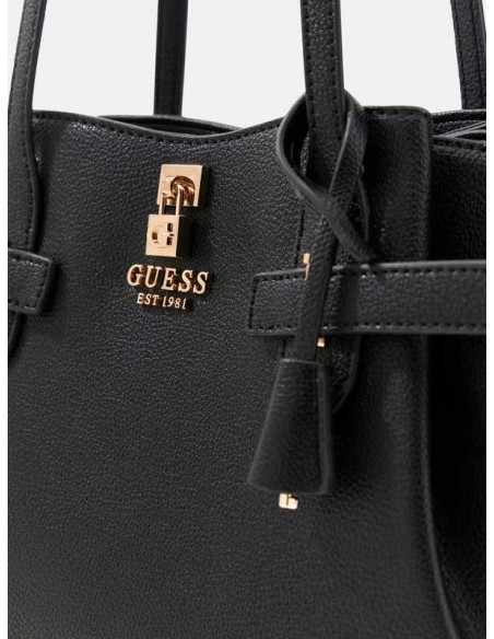 Bolso de hombro Guess Saffiano Yesba Negro