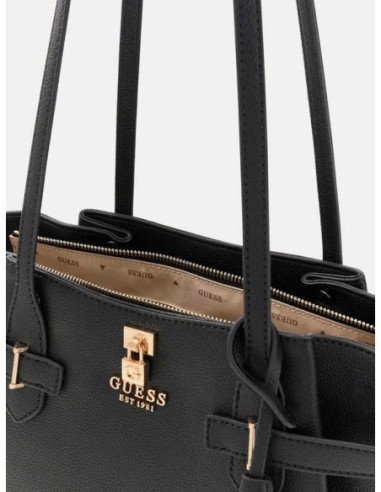 Bolso de hombro Guess Saffiano Yesba Negro