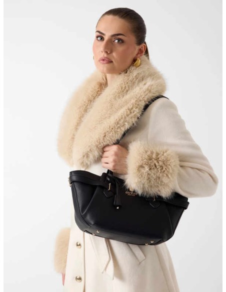 Bolso de hombro Guess Saffiano Yesba Negro