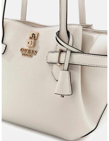 Bolso de hombro Guess Saffiano Yesba Off Whitte