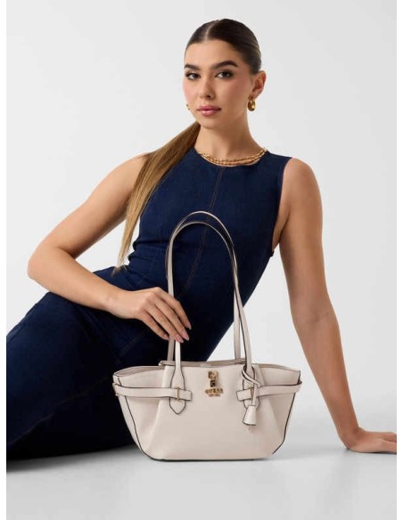Bolso de hombro Guess Saffiano Yesba Off Whitte