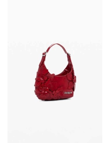 Bolso apliques flores brillante pequeño Rojo Desigual