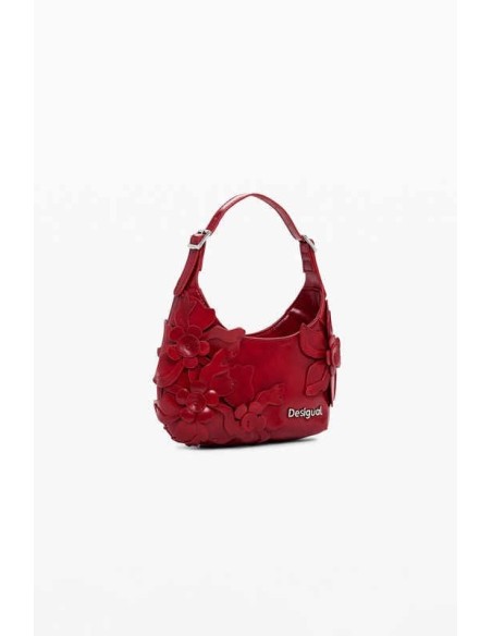 Bolso apliques flores brillante pequeño Rojo Desigual