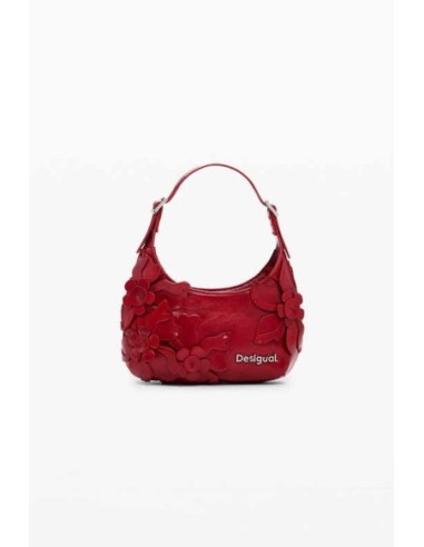Bolso apliques flores brillante pequeño Rojo Desigual