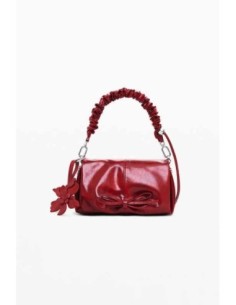 Bolso lazo brillante pequeño rojo desigual