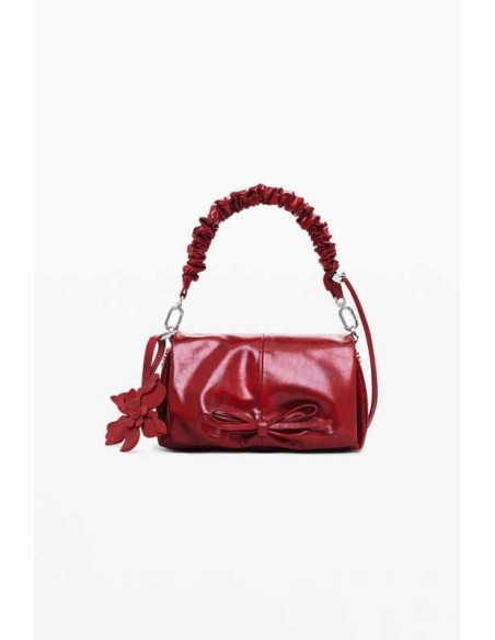 Bolso lazo brillante pequeño rojo desigual