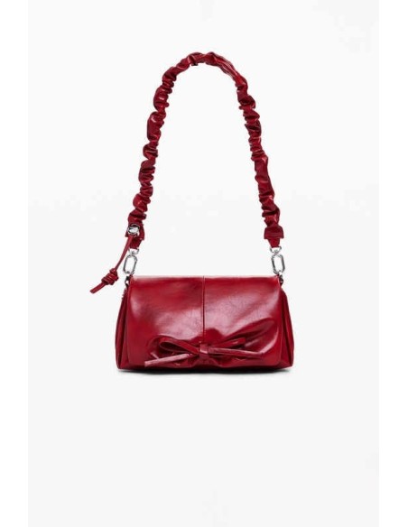 Bolso lazo brillante pequeño rojo desigual