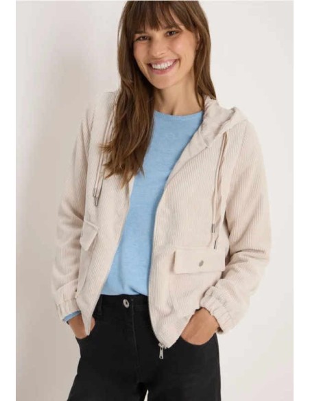 Chaqueta de pana con capucha beige CECIL