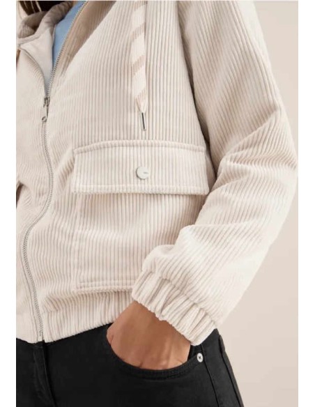 Chaqueta de pana con capucha beige CECIL