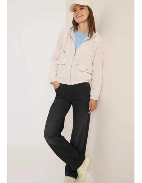 Chaqueta de pana con capucha beige CECIL