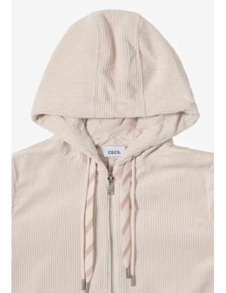 Chaqueta de pana con capucha beige CECIL
