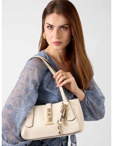 Bolso al hombro guess Brooke Charm crema