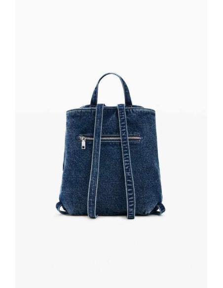 Mochila pequeña denim flor desigual