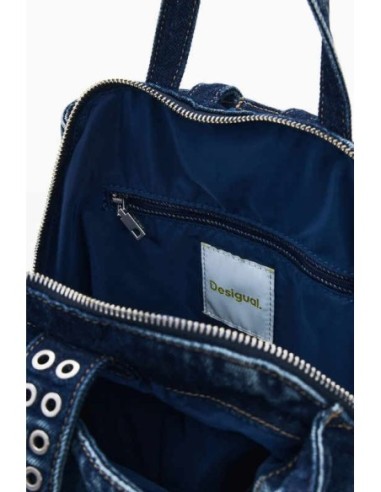 Mochila pequeña denim flor desigual