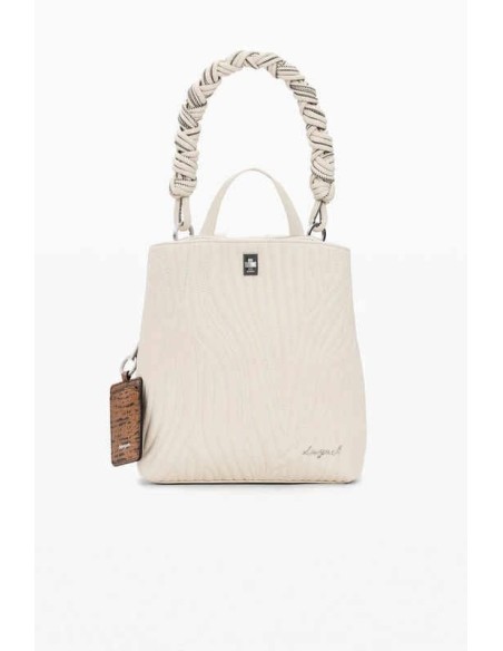 Mochila pequeña relieve desigual beige