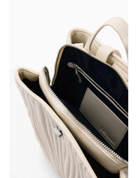 Mochila pequeña relieve desigual beige