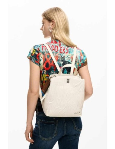 Mochila pequeña relieve desigual beige
