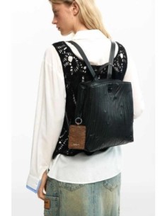 Mochila pequeña relieve desigual negro 2