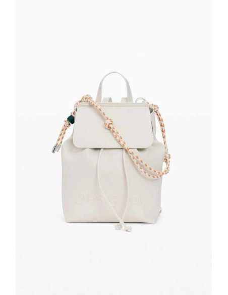 Mochila desigual pequeña charms blanca