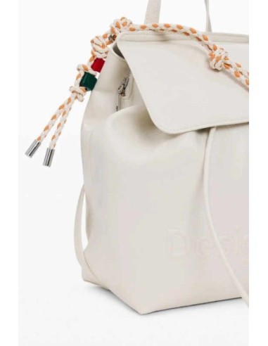 Mochila desigual pequeña charms blanca