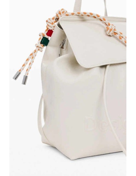 Mochila desigual pequeña charms blanca