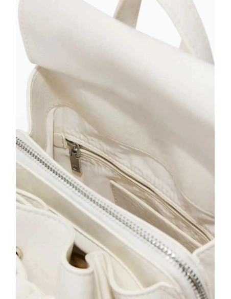 Mochila desigual pequeña charms blanca
