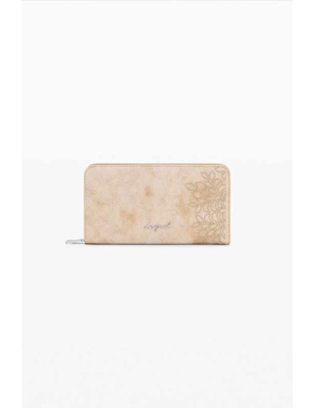 Monedero desigual mediano bordados arena