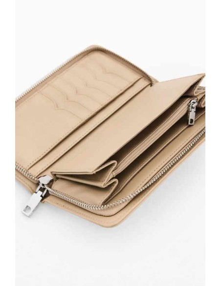 Monedero desigual mediano bordados arena